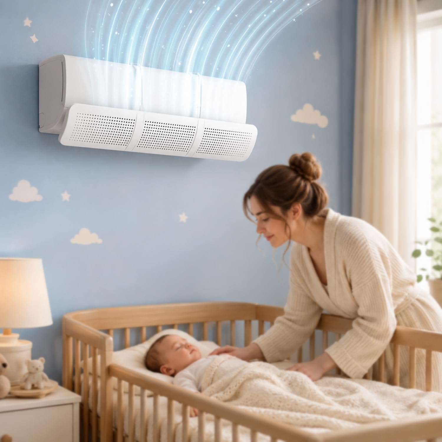 Deflettore Condizionatore, Deviatore Aria Condizionatore Regolabile 85cm in ABS, Deflettore Aria Condizionata Anti Soffiaggio Diretto per Split a Parete, Casa Ufficio Camera Bianco chochoyah
