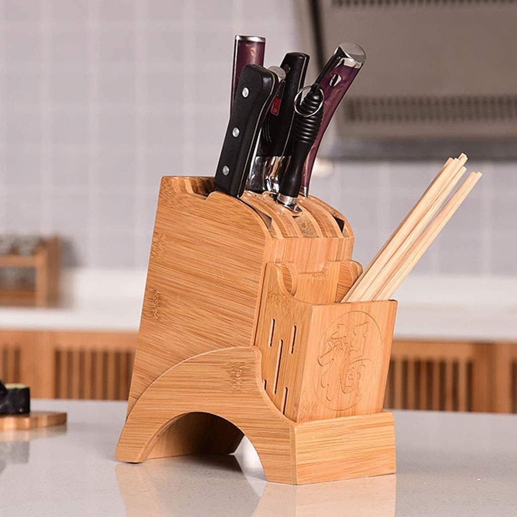 Bloque Cuchillos Cocina Bloque De Cuchillos De Bambú Sin Cuchillos Porta Cuchillos Organizador De Almacenamiento De Cuchillos for Cuchillos Tijeras