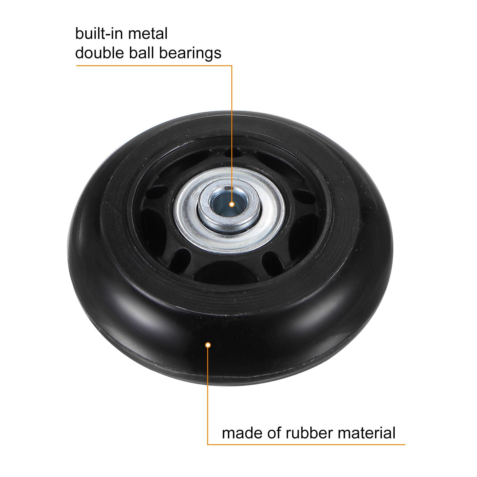 Zamienny Bagaż Koła 64x24mm Walizka Koło Naprawa Ekwipunek Include 2 PU Łożysko Koła & Podkładka, Klucz & Oś Śruba do Wózek Tasza, Inline Skate i Kółko jezdne Rada
