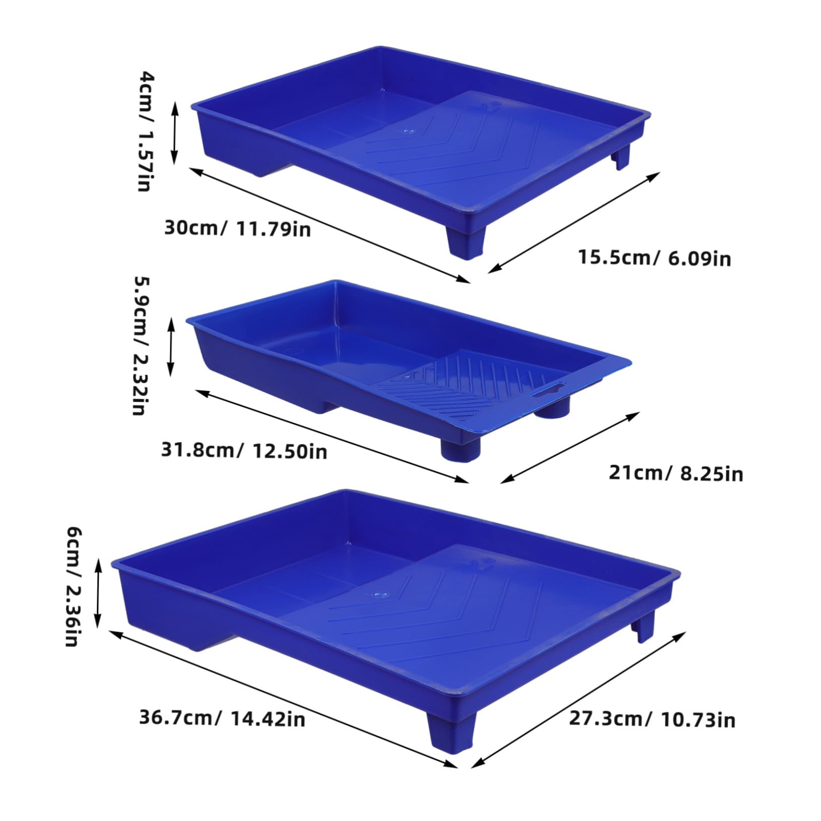 Tofficu Painting Trays Set 3pcs Plastic Trays for Watercolor Roller Paints Reusable Easy to Clean