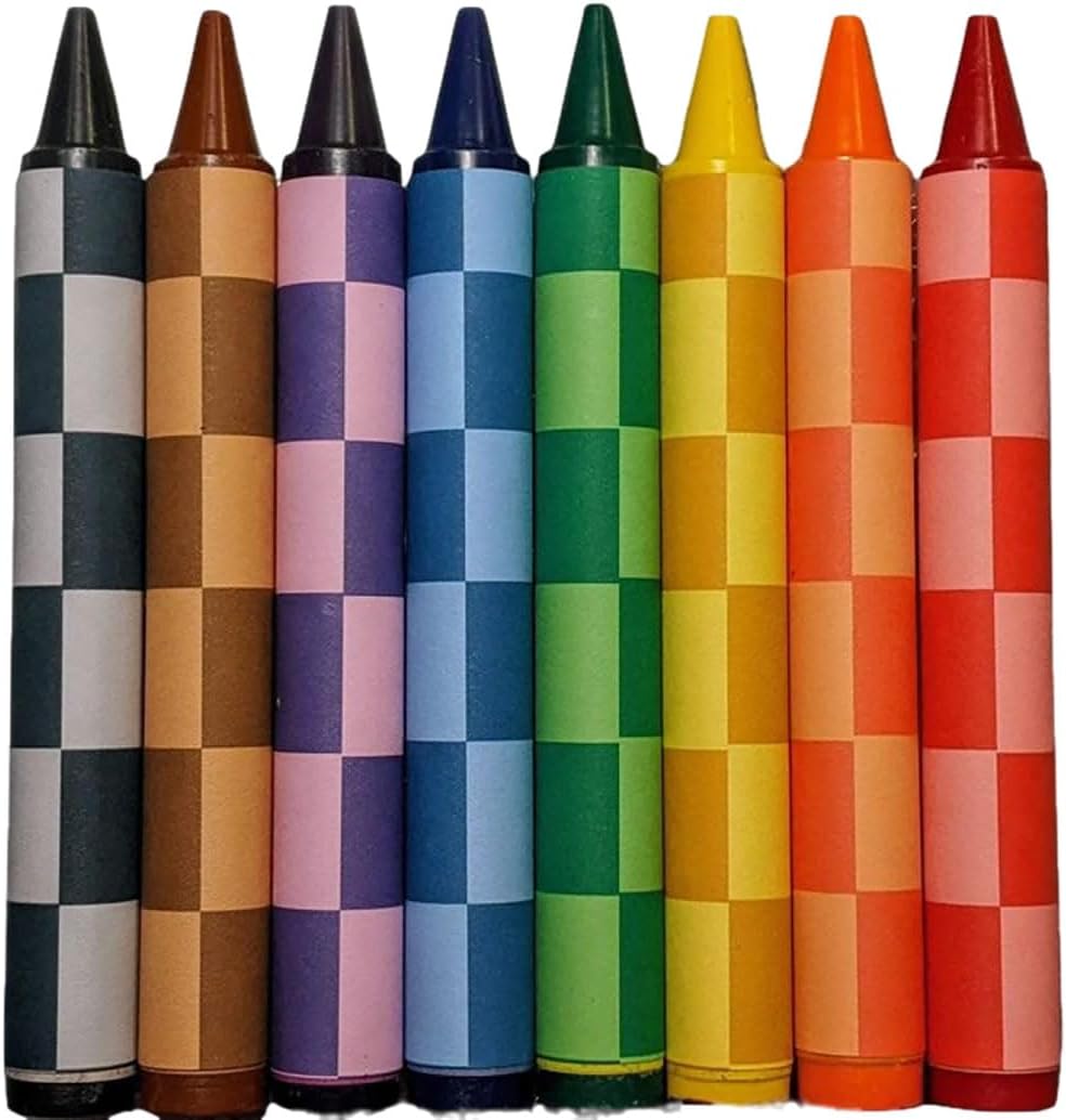 8 Joe Checkered Colored Jumbo Crayons Collection