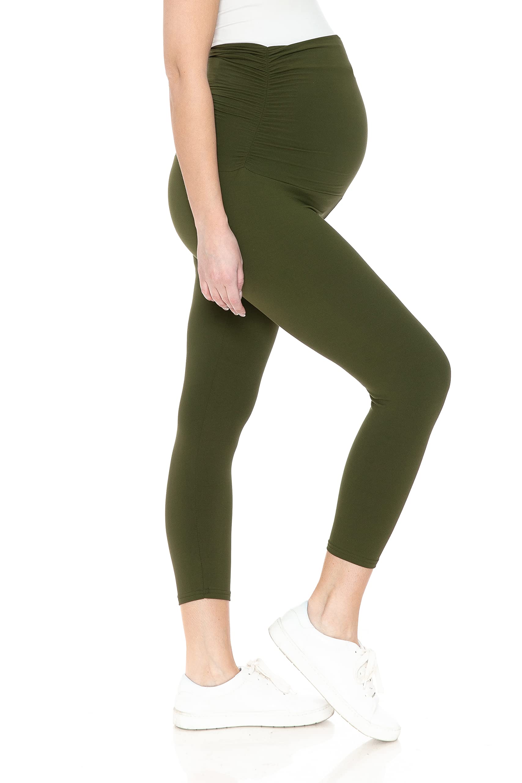 Leggings Depot Legging de maternité pour femme - Collants de yoga décontractés pour la grossesse, vert olive, Taille M