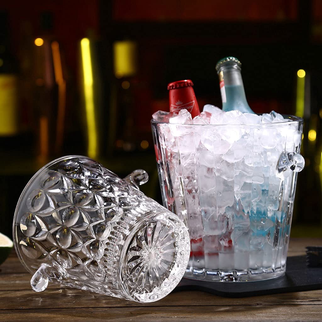 Secchiello per Ghiaccio Benna di ghiaccio in vetro portatile secchio di ghiaccio benna addensata materiale stoccaggio di ghiaccio secchio cocktail cocktail champagne vino e birra fredda Refrigeratore