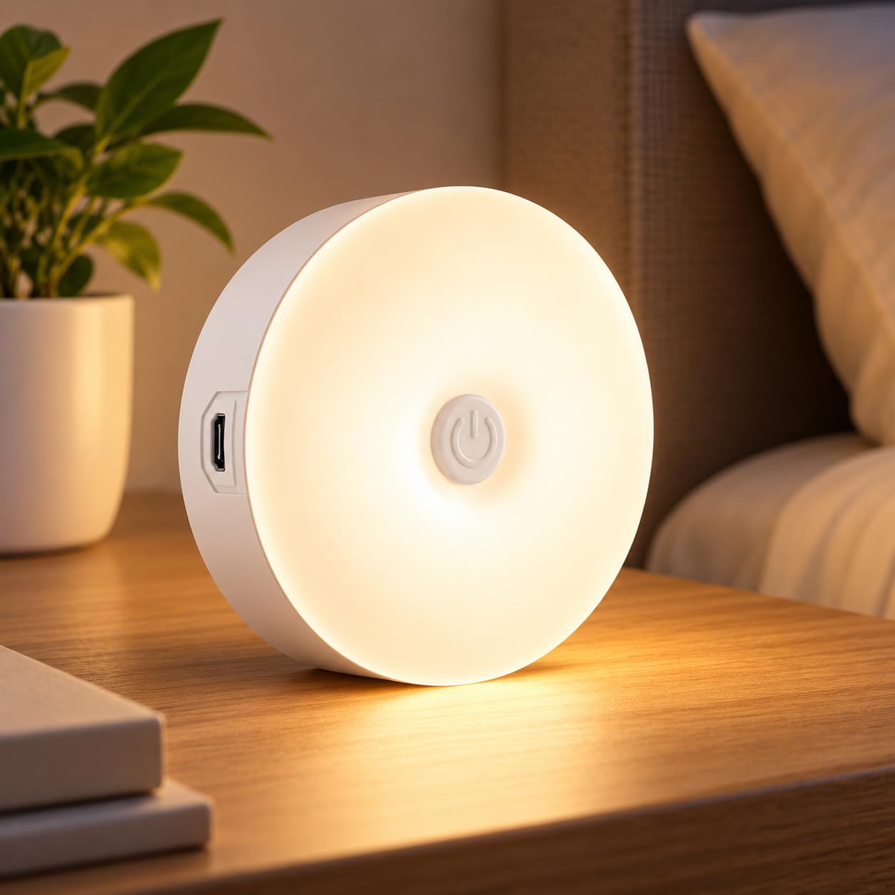 kharono Rechargeable Night Light Portable LED Touch Lamp with 3 Colour Modes, Stepless Dimming, Magnetic Stick-On Base, Wireless White Bedside Light for Bedroom, Nursery and Wardrobe