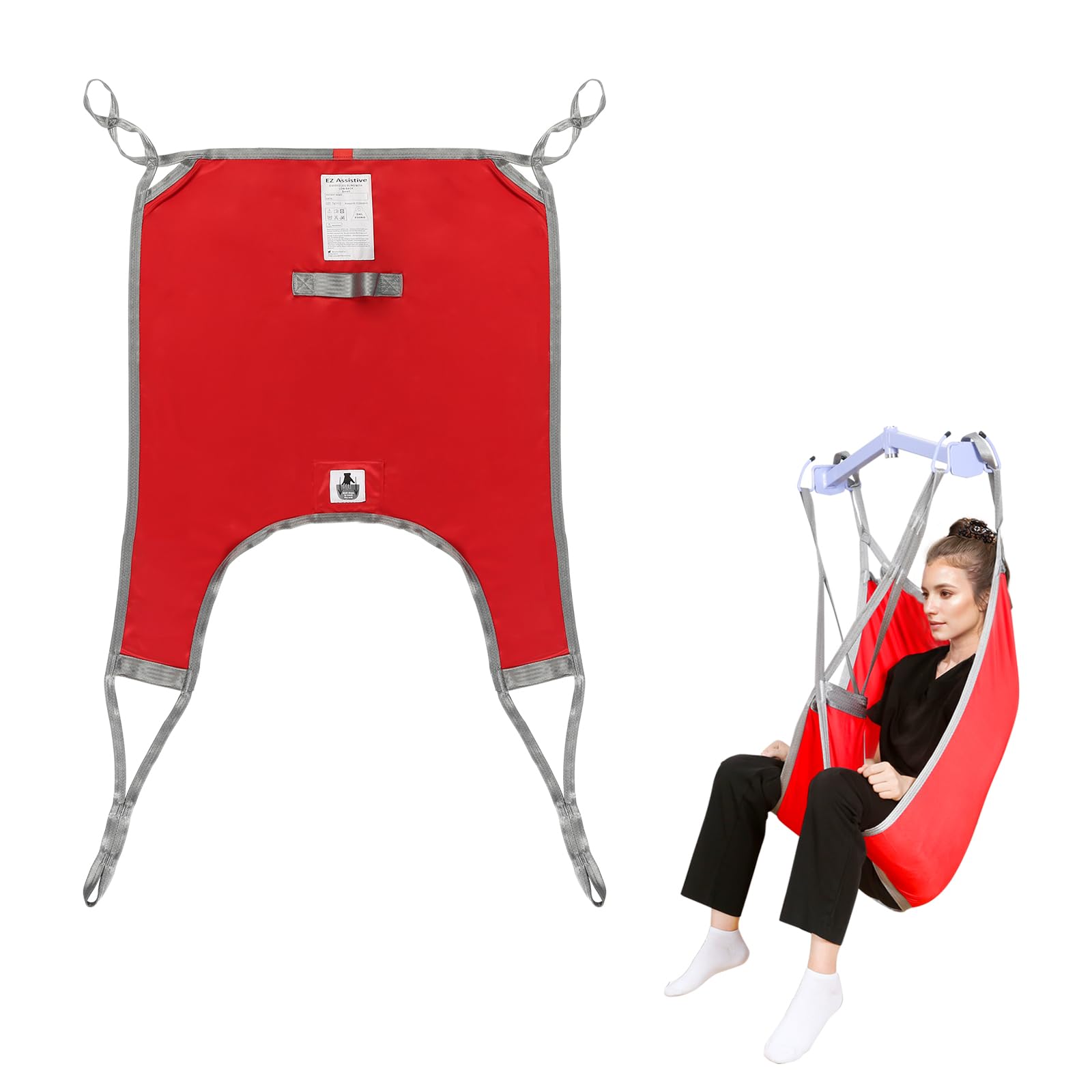 EZ Assistive Patientenlifter Hebegurt mit geteiltem Bein – U-Schlinge für Toilettengang & Transfer, waschbare Transferschlinge für Pflegebedürftige, Belastbarkeit 227 kg (500 lbs) in 3 Größen (S/M/L)