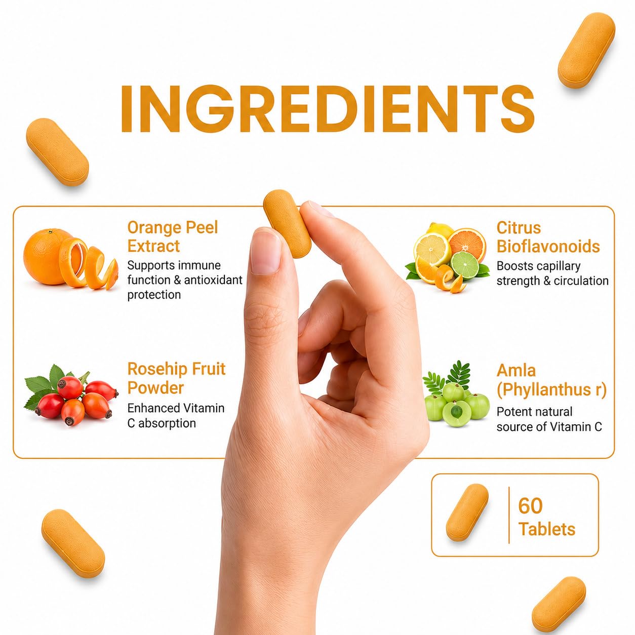 Vitamin C Tablets – Powerful Immunity Booster & Antioxidant for Men & Women – Supports Immune Health, Neutralizes Free Radicals & Enhances Iron Absorption – 60 Vegan Tablets — Amazon image 4