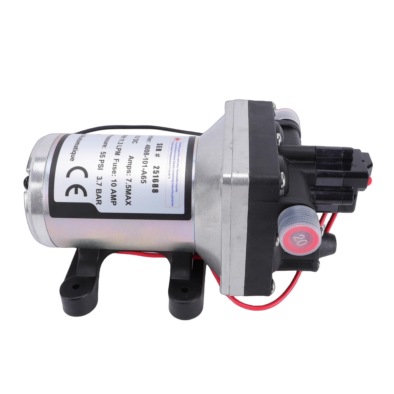 Bomba de Agua Silenciosa para Vehículos Recreativos, 3,0 GPM, para Vehículos de Acampada, Remolques, Embarcaciones Pequeñas, Metal Plateado, 12V