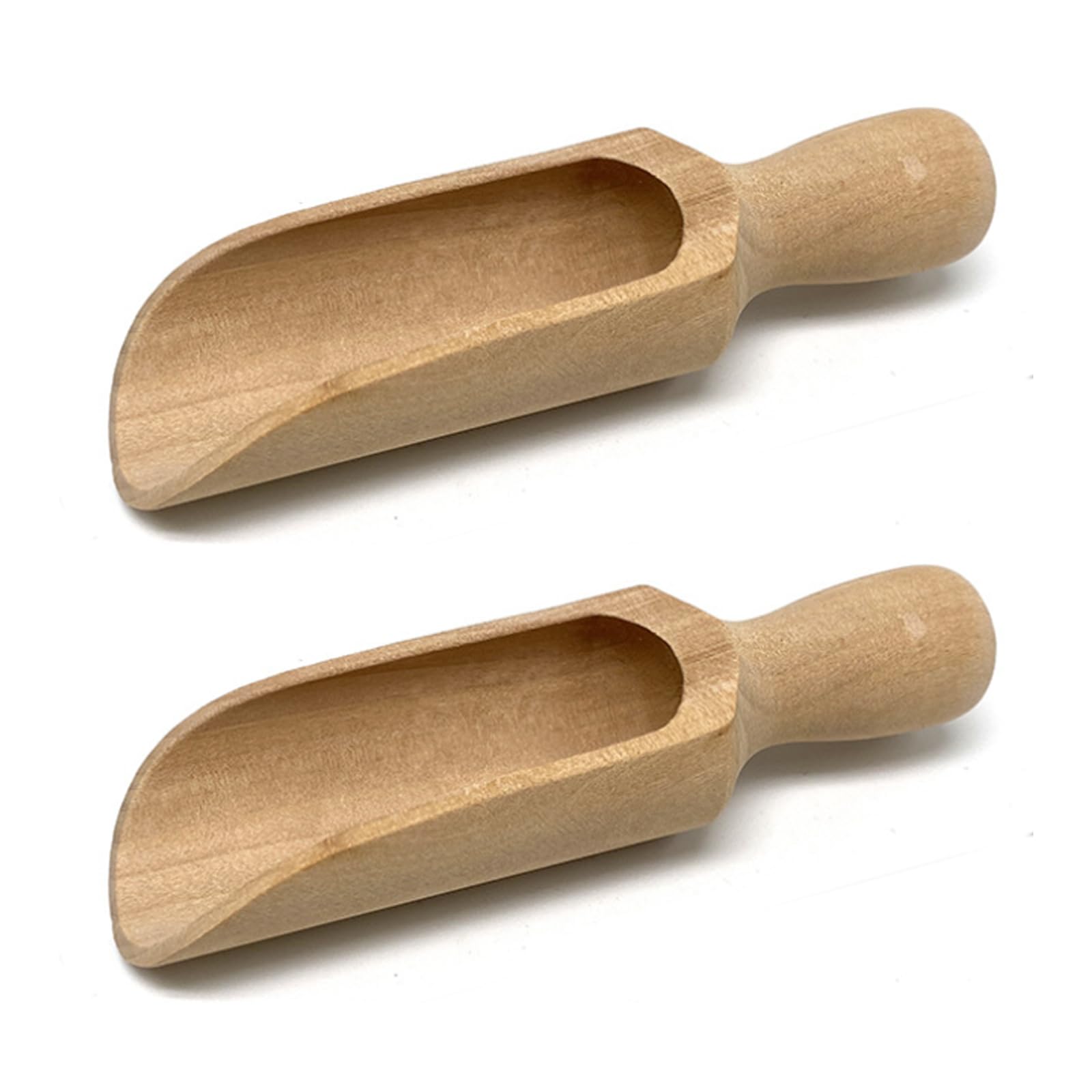 2PCS Wooden Scoop Set with Smooth Handle, Wooden Scoops for Bath Salts, Multipurpose Kitchen Large Wooden Spoon Tool, Scoops for Food Home Organization and Crafting Projects