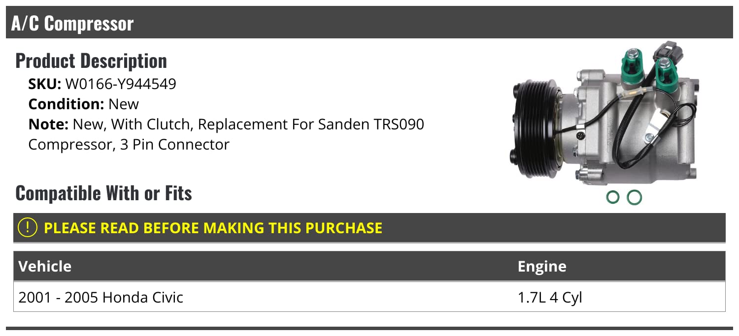 Amazon.com: A/C Compressor - TRS090 - with 3-Pin Connector