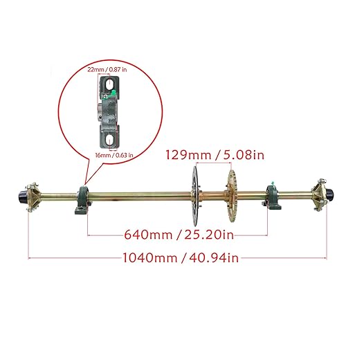 Miniatura 7 de Kit completo de eje vivo, 44 pulgadas, ATV Quad Go Kart Kit de eje vivo trasero, piñón de disco de freno, cubo de rueda de carrito de golf