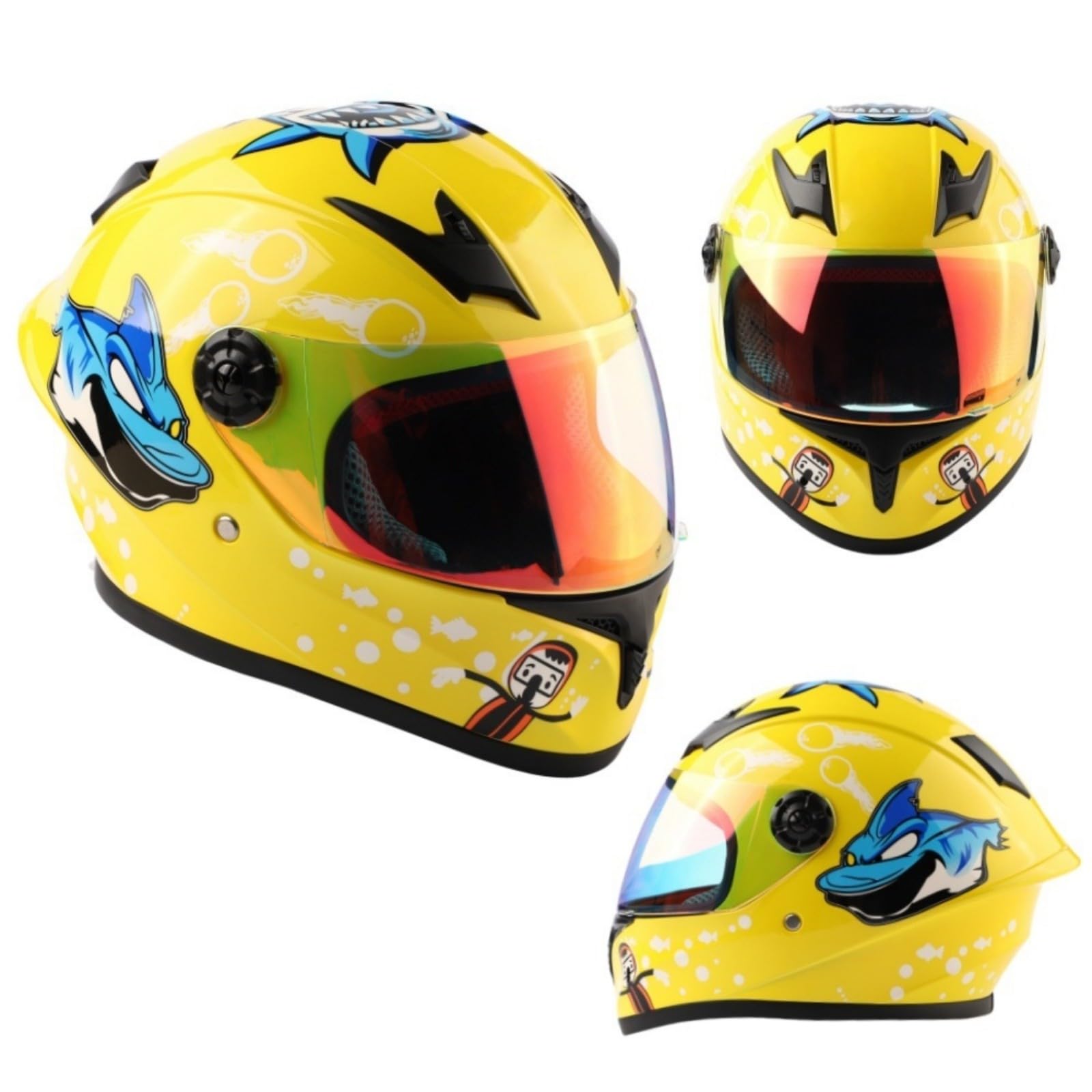 Kids Full Face Motorbike Helmet, Child All Weather Multi Purpose Helmet for Scooter, Electric Motorcycles, ECE Approved O,M(51-52CM)