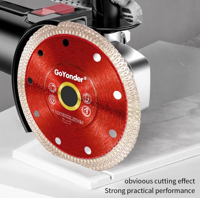 Miniatura 5 de GoYonder Hoja de sierra fina estupenda del diamante de 4,5 pulgadas para cortar azulejos de porcelana, cerámica de mármol del granito, Rojo -