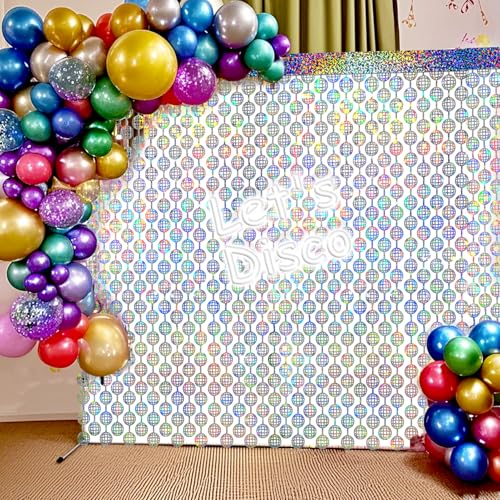 Image of 2 Packs Disco Ball Foil Curtain, Silver Glitter Metallic Backdrop for Birthday, Wedding, Baby Shower, Bachelorette, 70s 80s 90s Theme Party, Disco Party Decorations Supplies
