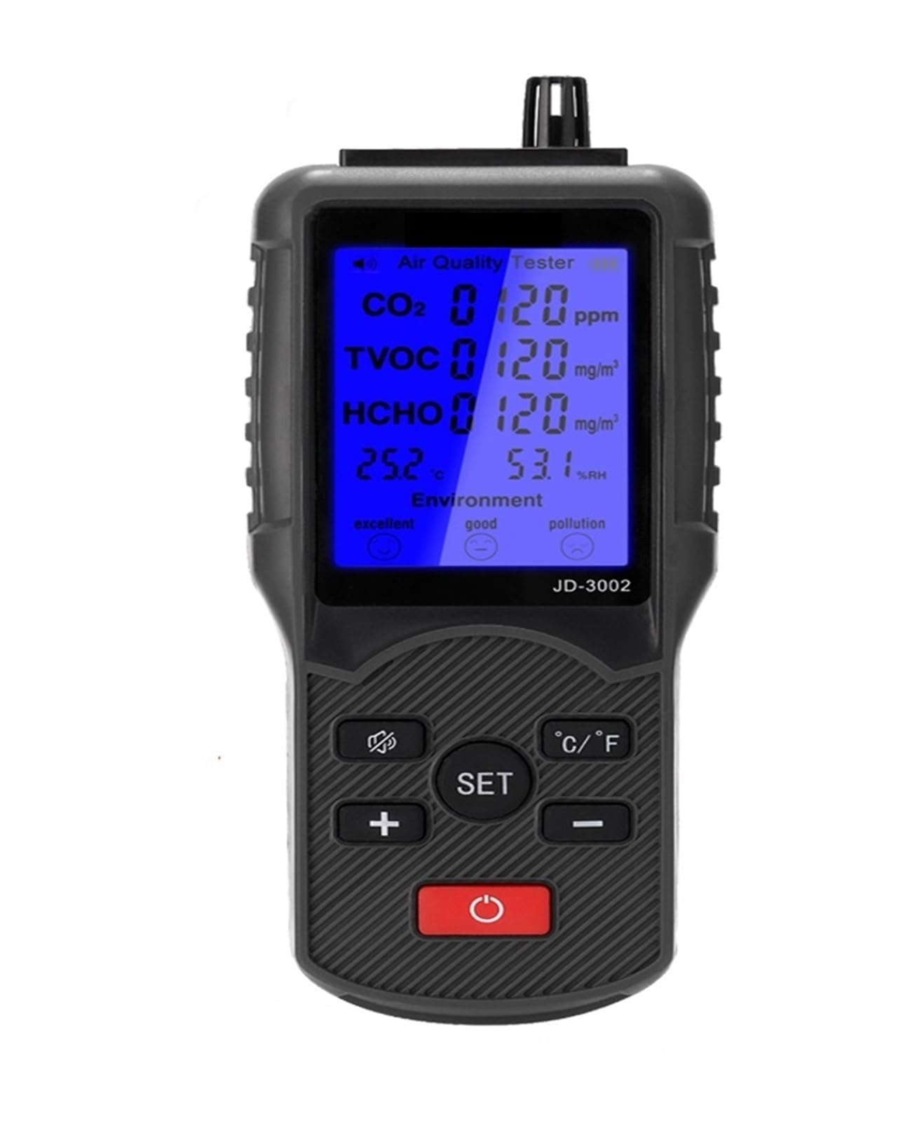 Monitor de calidad del aire, Probador multifuncional de calidad del aire Medidor CO2 TVOC Dispositivo medición temperatura y humedad Monitor dióxido carbono Detector gas para el hogar, la oficina