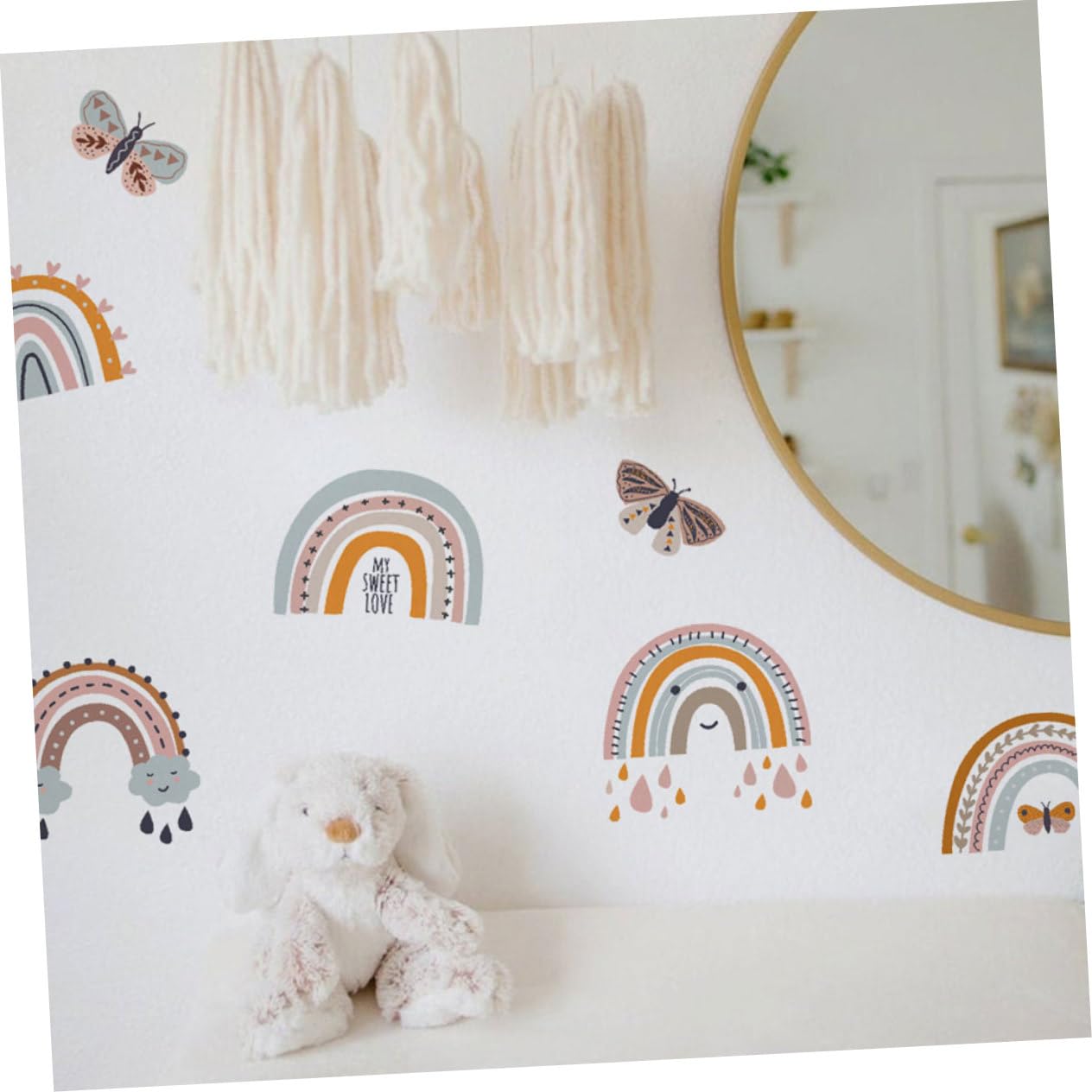 4blätter Wandtattoo Schmetterlinge Selbstklebender Regenbogen Wandaufkleber Für Kinderzimmer Babyzimmer Mädchenzimmer Langlebig Und Dekorative Wanddekoration