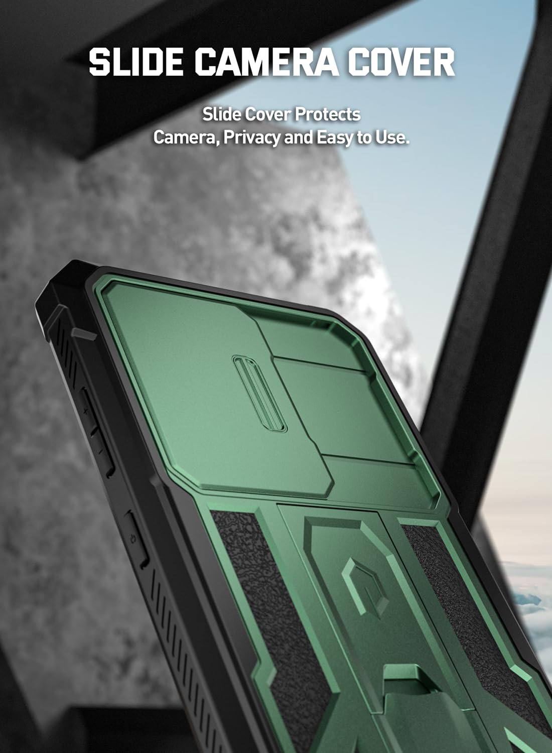 Poetic Spartan - Funda para Galaxy S24 de 6.2 pulgadas, [cubierta de cámara deslizante] [Protector de pantalla funciona con identificación de huellas dactilares] Funda de teléfono S24 resistente a