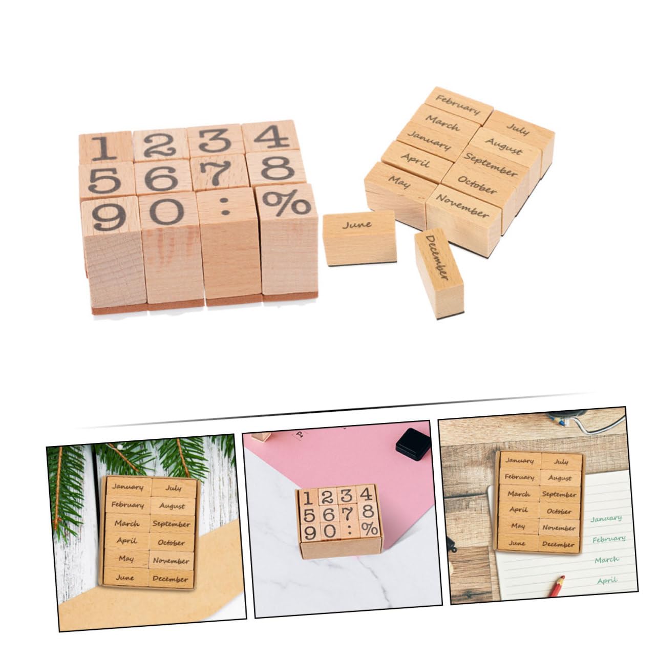 Housoutil 8 Set Timbri Decorativi per Timbri Mensili per Scrapbooking Creazioni Artigianali Stampo per Giorni Del Mese per Etichette Biglietti Mano