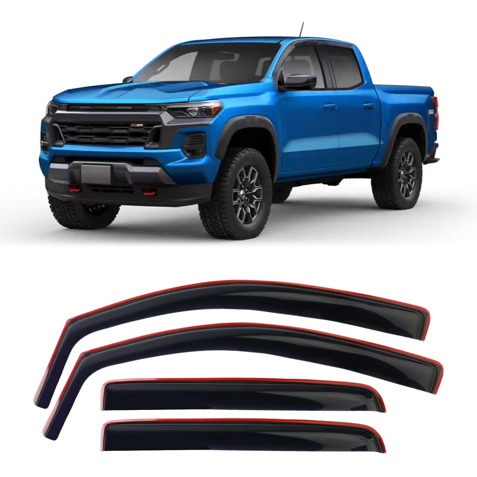 for Canyon Window Rain Guards for Colorado - Tesmirror Window Visors for 2023 2024 Chevrolet Colorado, 2023 2024 GMC Canyon - Smoke, 4 pcs. | 194218, Custom