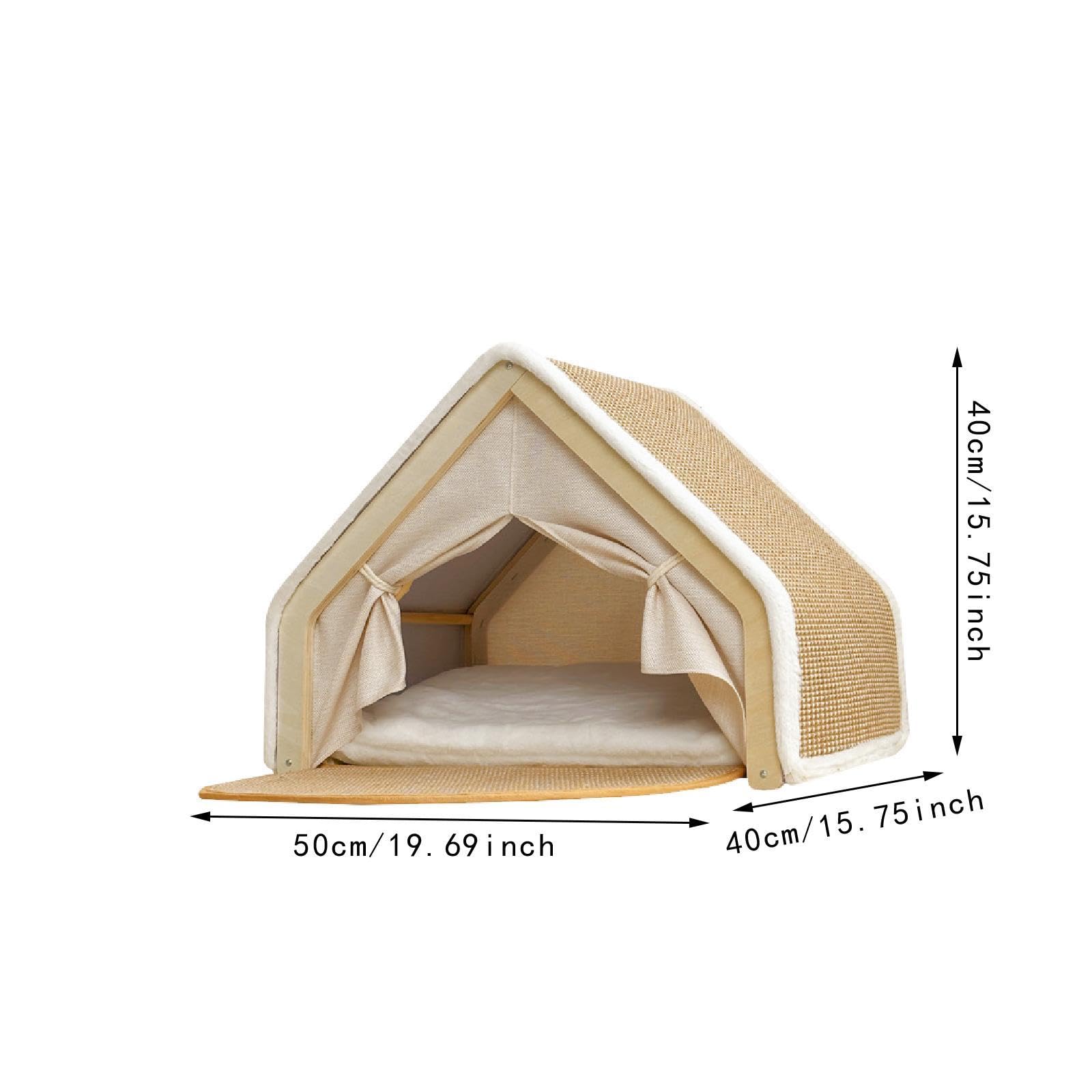 Lit pour Animaux de Compagnie pour Chats avec Planche de Sisal et Structure de Tente, L