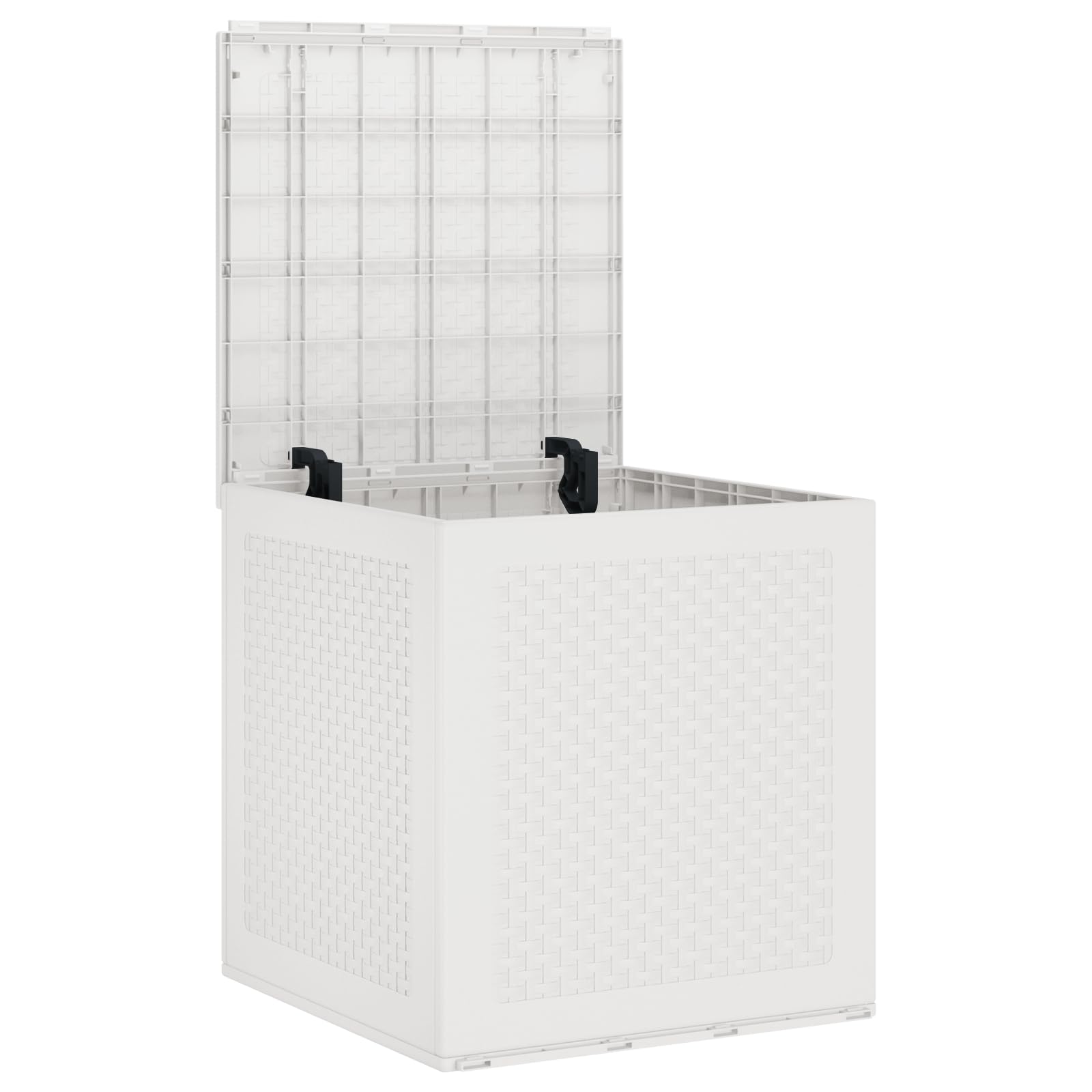 Weiße Gartentruhe aus PP Kunststoff 55x53x57 cm, Wetterfeste Aufbewahrungsbox für Terrasse Balkon Garten, Robuste Outdoor Lagerbox, UV-beständig und Wasserdicht, Einfache