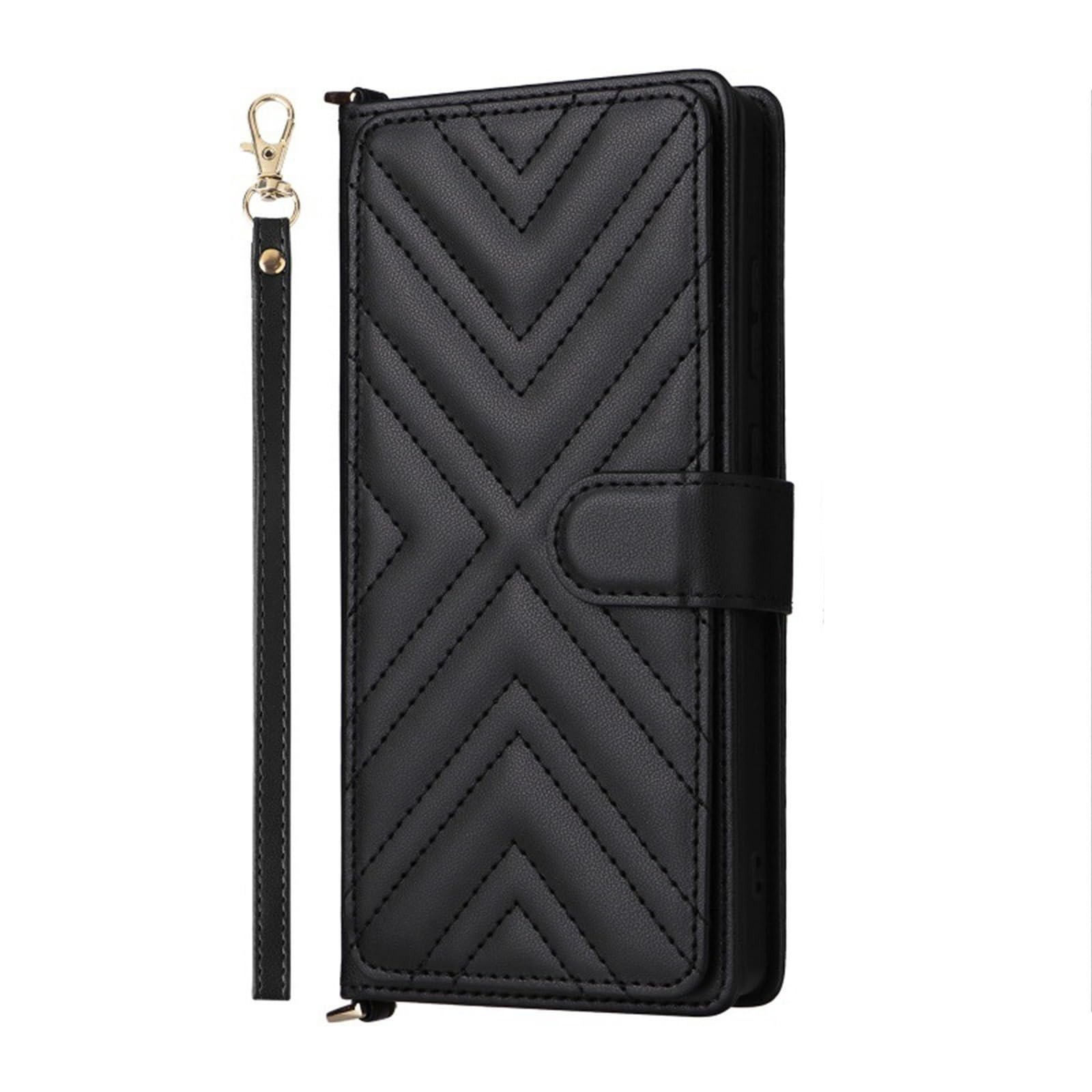 Etui do Samsung Galaxy S25/S25 Plus/S25 Ultra, skórzane portfele pokrowiec ochronny prosty futerał na telefon (czarny, S25)