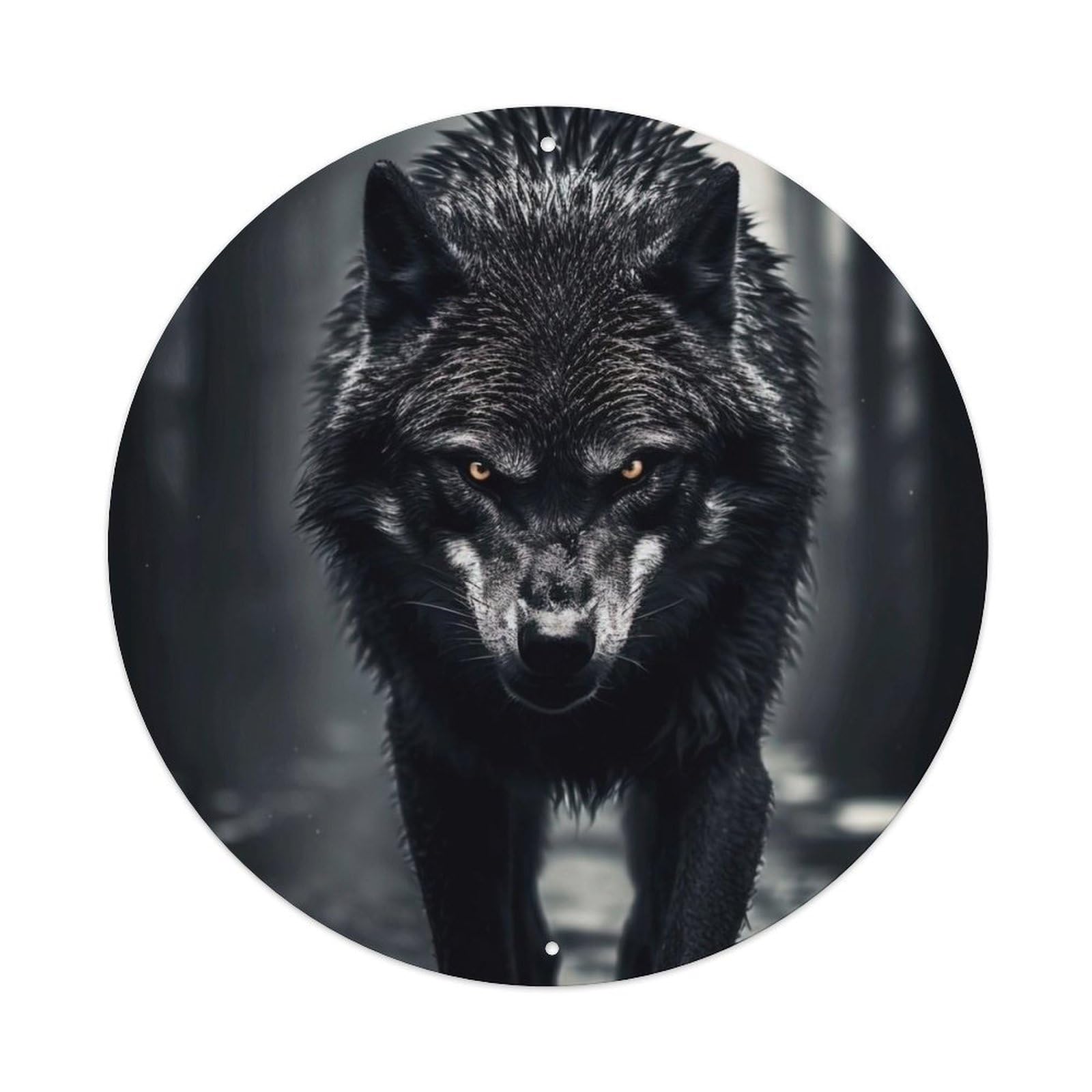 Animal Artwork The Wolf Who Walks Slowly Metal Tin Sign