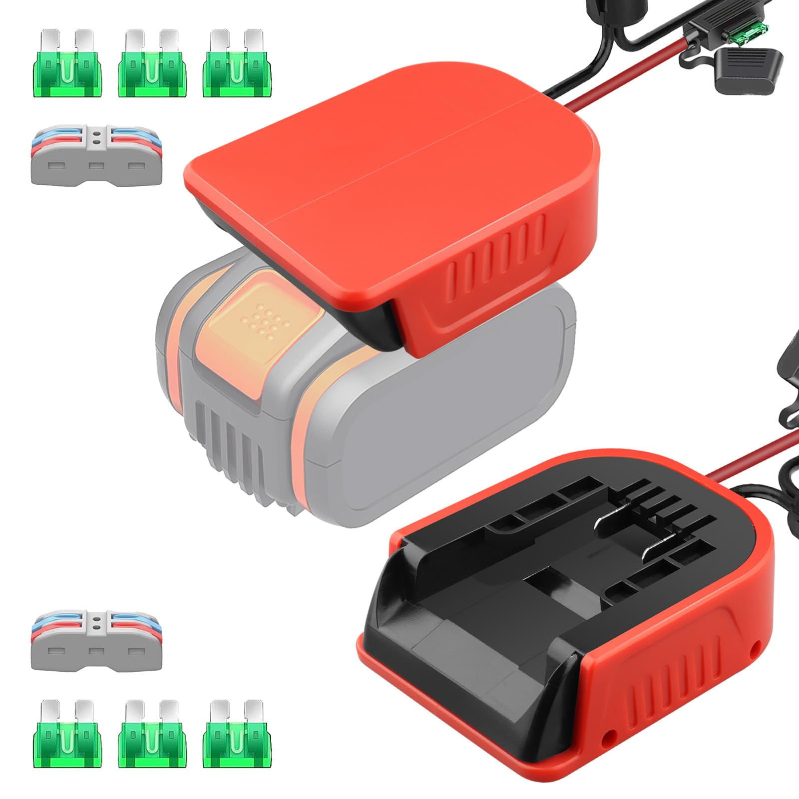 TPDL 2 adattatori Power Wheel per Worx 20 V PowerShare batteria r, adattatore batteria con cavo da 14 AWG, 3 fusibili, interruttore per fai da te, giocattoli RC, ride on Truck