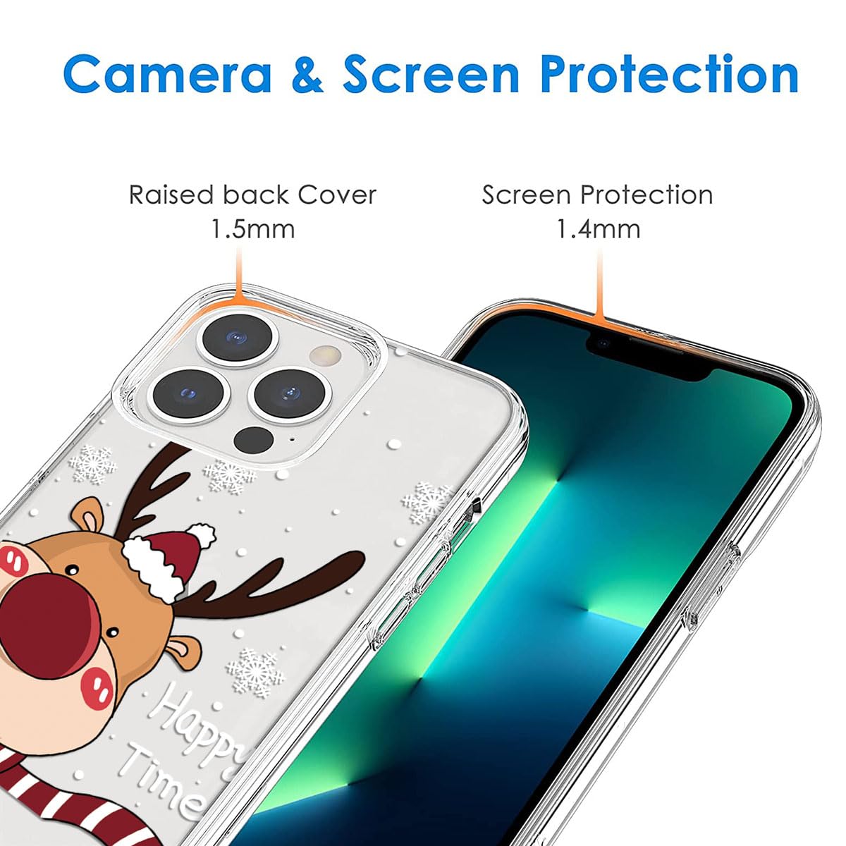 ZhuoFan Noël Coque Pour Apple IPhone 13 Pro 6,1'', 3 Pack étui Dessin Animé Motif Cadeau De Christmas Housse De Protection Transparente Silicona TPU Souple Antichoc Fille Cover Case, 22