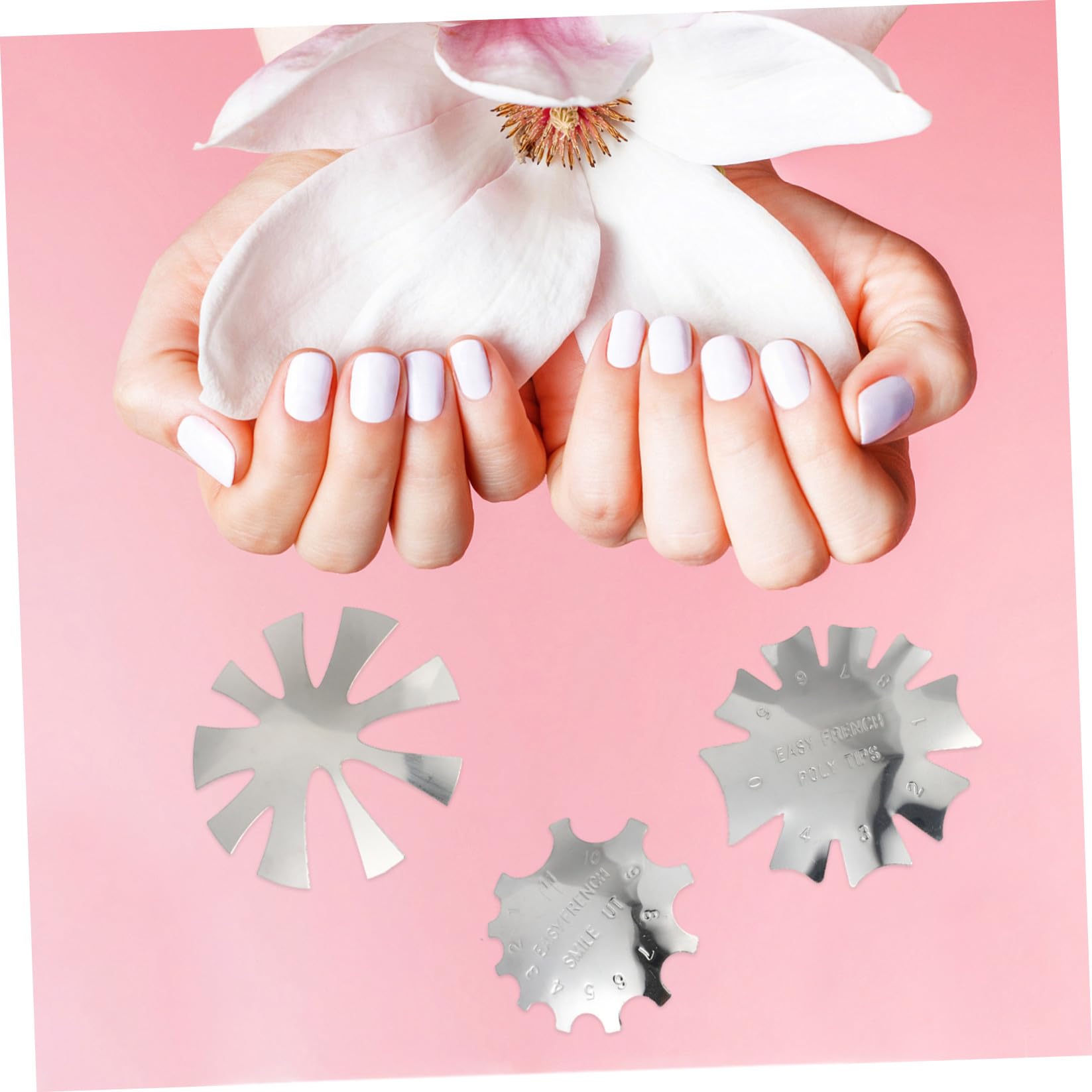 Healeved 21piezas Plantillas De Manicura De Inoxidable Para Diseño De Uñas Herramienta De Corte Para Arte De Uñas Plantillas Francesas y Estilo