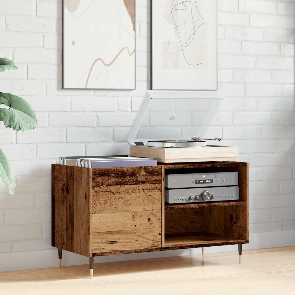 Hothingwell Mobile Porta Dischi Legno Antico 84,5x38x48cm Truciolato per Giradischi e Vinili