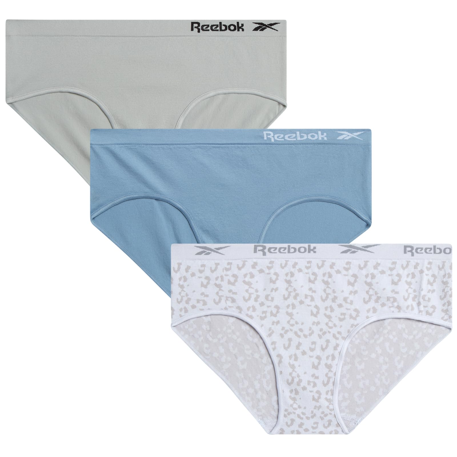 Reebok Girls Print/Denim/Grey ? Underwear - Seamless Hipster Briefs (3 Pack), Size Small,