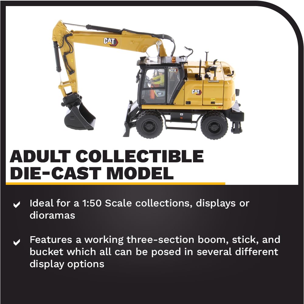 Diecast Masters 85956 - Koparka mobilna Caterpillar Cat M318, skala 1:50, ok. 8,5 x 5,5 x 16,0 cm, od 14 lat
