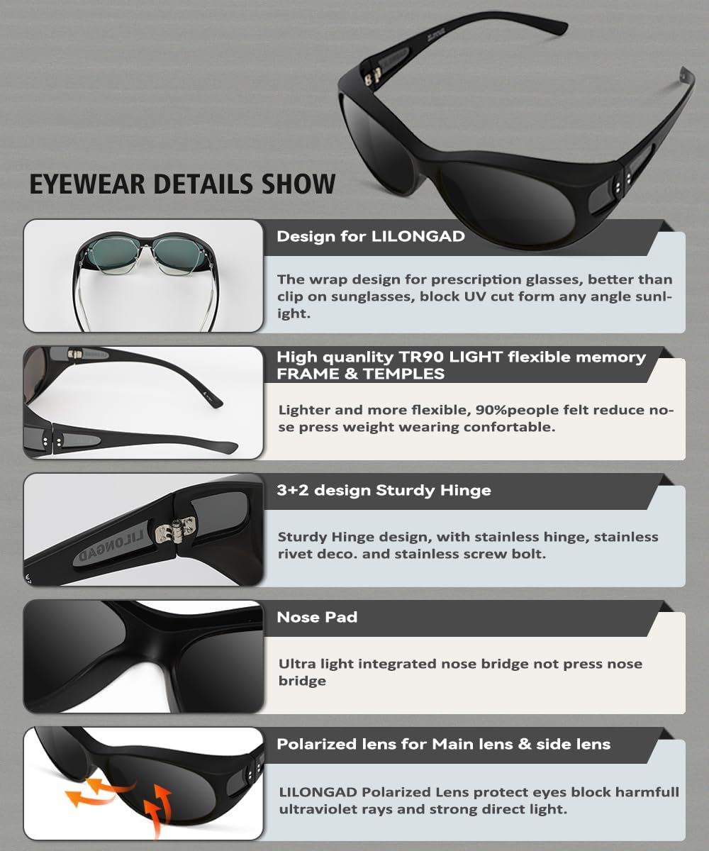 Women Fit Over Polarized Sunglasses –Wear Over Glasses UV400 Protection, Wrap Around sunglasses for Driving&Outdoors - Image 6
