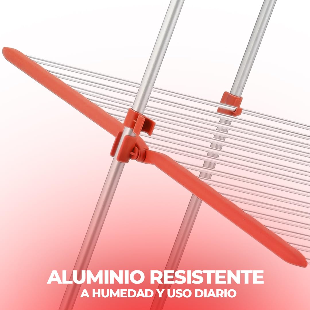 Tendedero Vertical Plegable 30M 3 Niveles con Ruedas 69.5×69.5×141.5cm - Tendedero de Pie Plegable de Aluminio para Interior y Exterior - Tenderetes de Ropa Plegables Ahorra Espacio