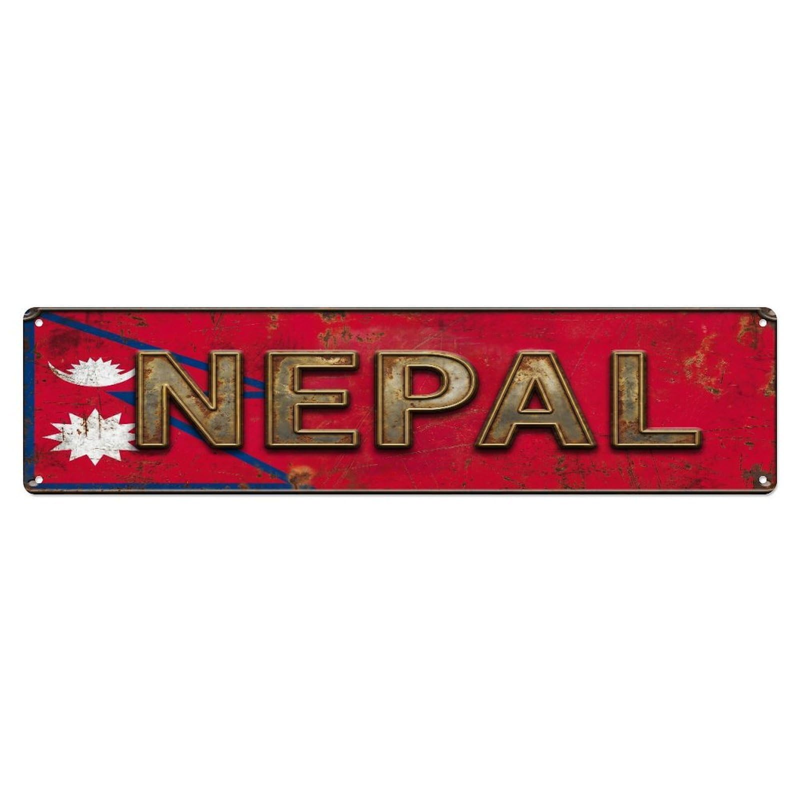 Xanthor Style Metal Tin Sign Vintage Nepal Flag Pattern