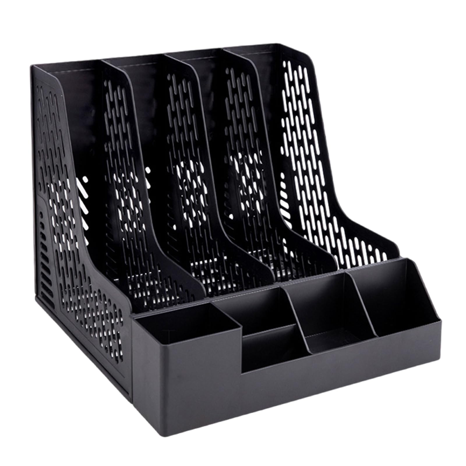 oringnat Desktop Magazine Holders Magazine File Holders with Detachable Pen Holders 4 Compartments Magazine Organiser