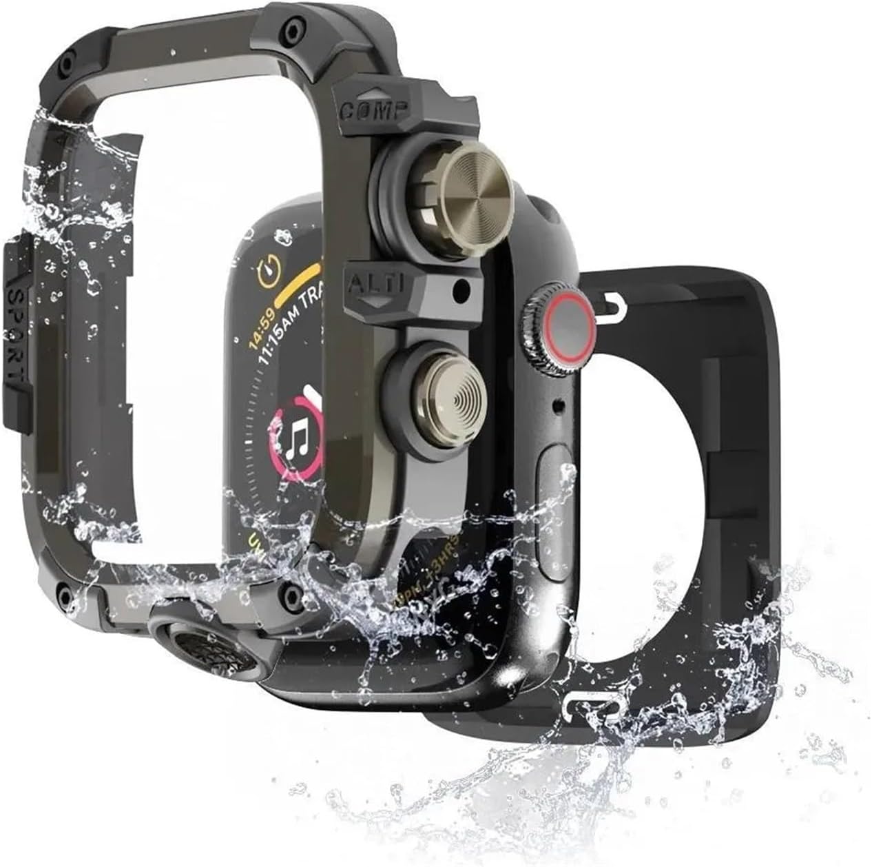 1pcs Aluminum Alloy Watch Bumper Case with Screen Protector