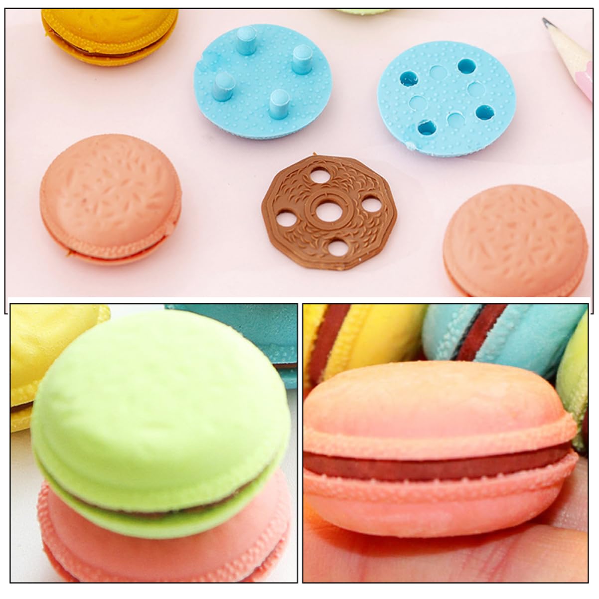 5 Set Gomma Macaron Graziose Gomme Per Macaron Gomme Da Cancellare Cancellatori Di Premi Cancellino Evidenziatori Gomma Di Sabbia Retrattile Da Cancellare 4 Scatole*5