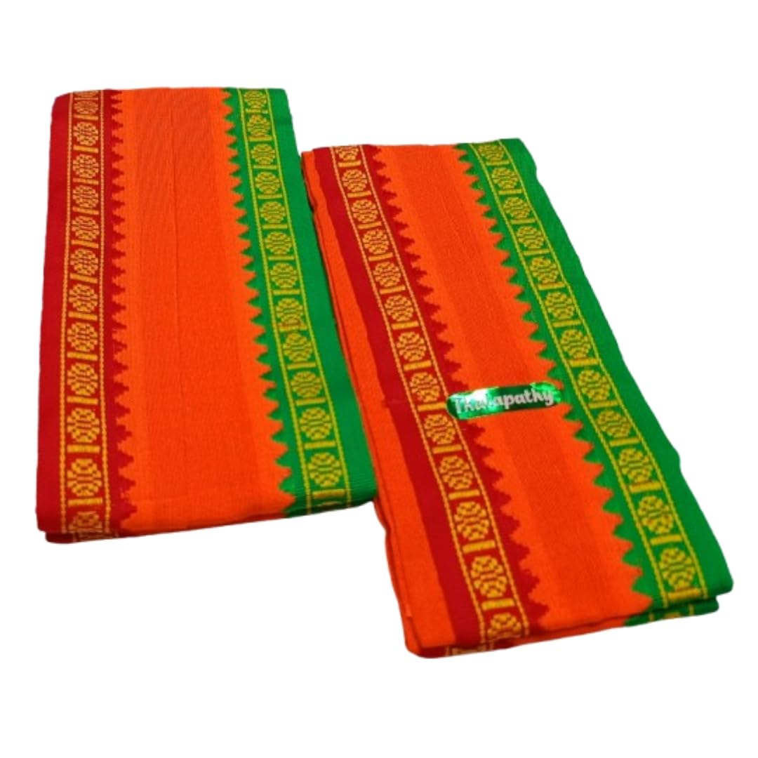 Cotton Men's Angavastam Towel Size:46 Inch X 33 Inch (Pack of 2 Piece) Colour: Orange-image-11