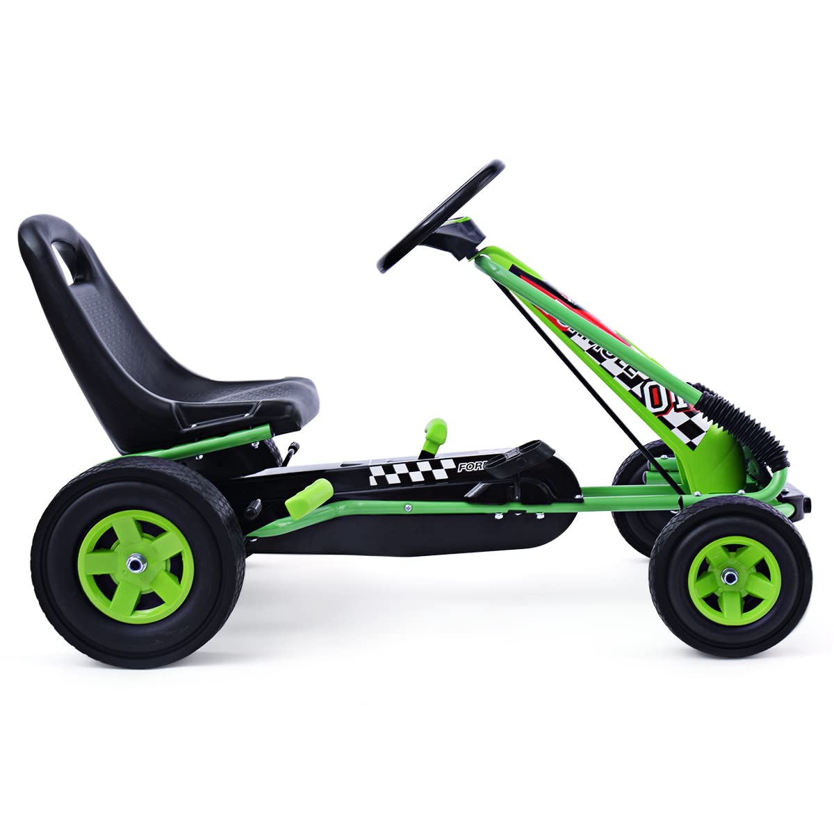 COSTWAY Go Kart Racing para Niños Coche de Pedal Asiento Ajustable con Ruedas de Goma Embrague y Freno Infantil Juguete (Verde)