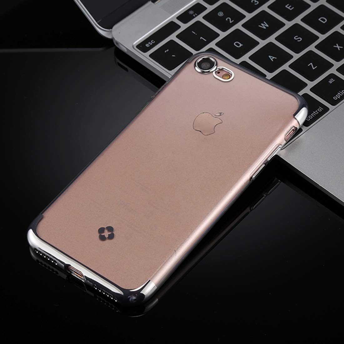 LIUJUN for iPhone 8 & 7 Plating + TPU Transparent Soft Protective Back Cover Case Phone Shell (Color : Silver)