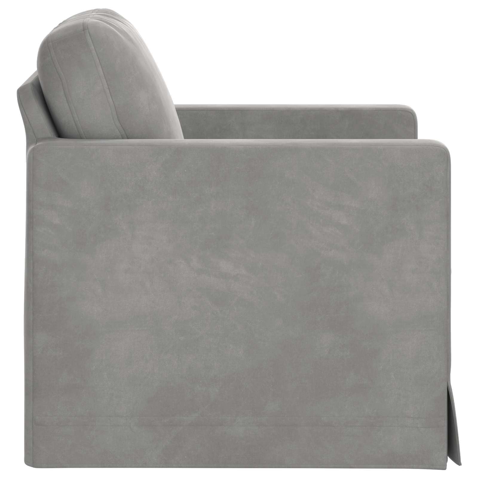 Sofa jasnoszara z aksamitu 78 x 78 x 80 cm o ergonomicznym wzornictwie, stabilna metalowa rama, drewniane podłokietniki, nie zajmuje dużo miejsca, do salonu, pokoju gościnnego i wypoczynku, z