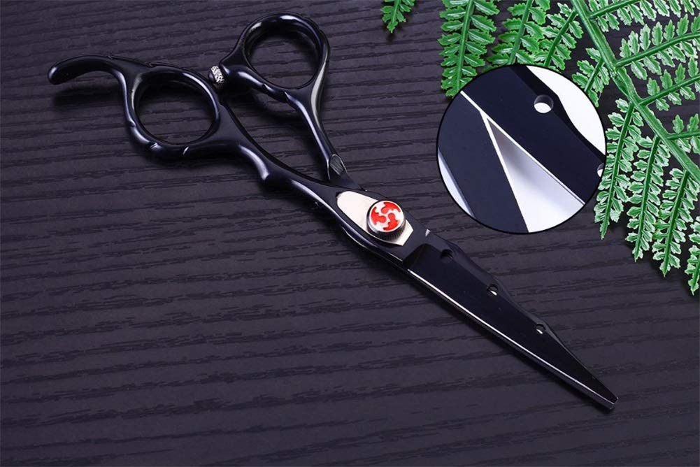 Tijeras de peluquería Cuchillas afiladas de acero inoxidable Tijeras de peluquería Tijeras de corte, Tijeras de adelgazamiento, en caja, juego de peine negro de 6,0 pulgadas