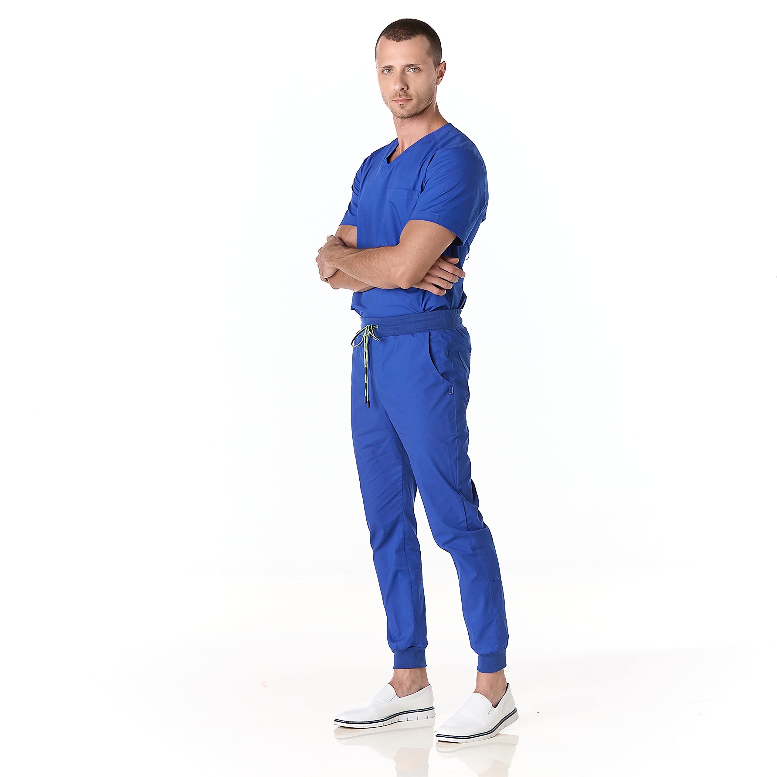 GALLANTDALE Mundur Sanitarny Piżama Odzież Robocza Haring Mężczyzna Antybakteryjny Odstraszacz Odporny Mundury Sanitarne Lekarz Weterynaryjny Kolory, Niebieski Król, XL-XXL