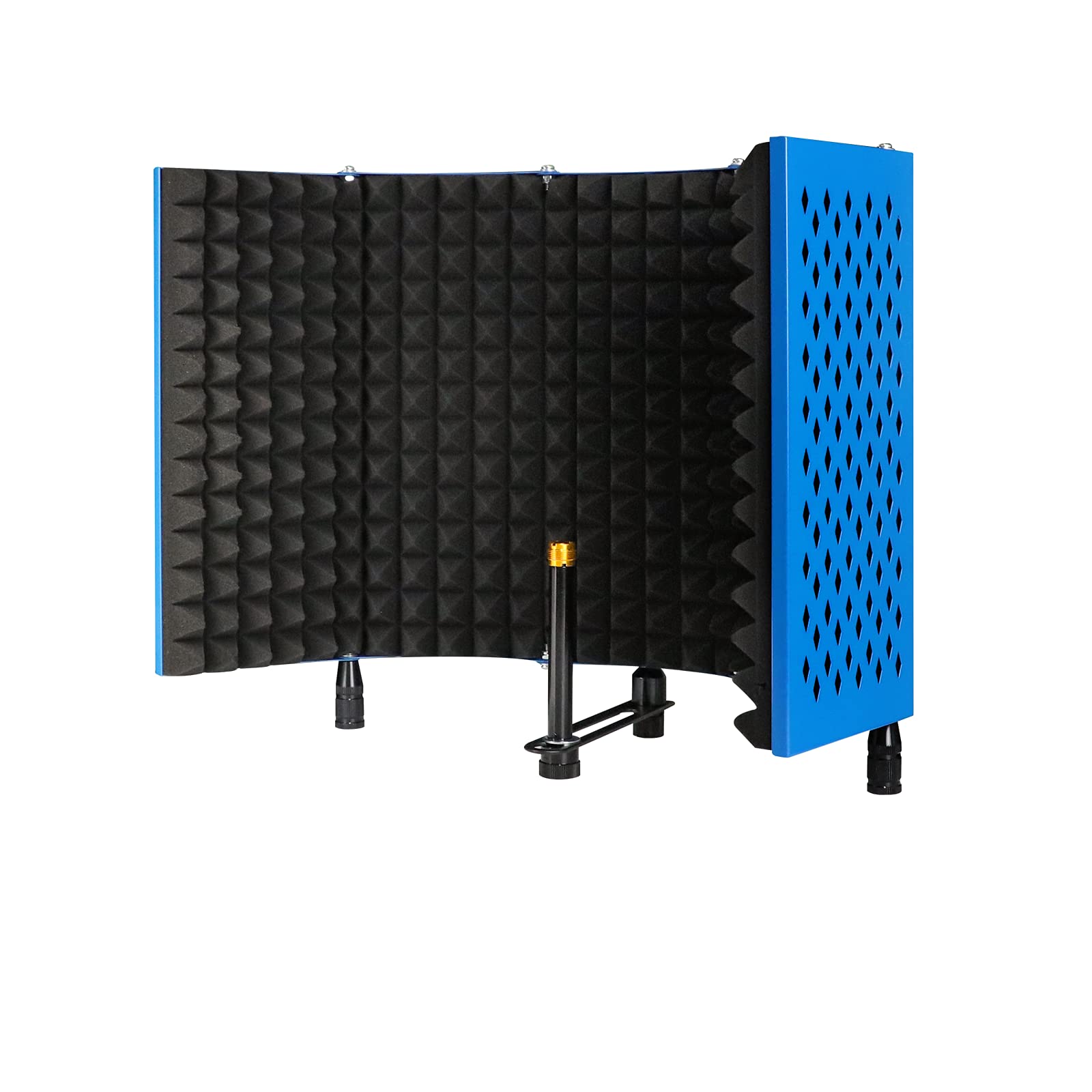 5 pannelli blu microfono isolante, microfono ad alta densità fonoassorbente schiuma metallo scudo per studio di registrazione audio, podcast, canto e trasmissione, giochi (blu