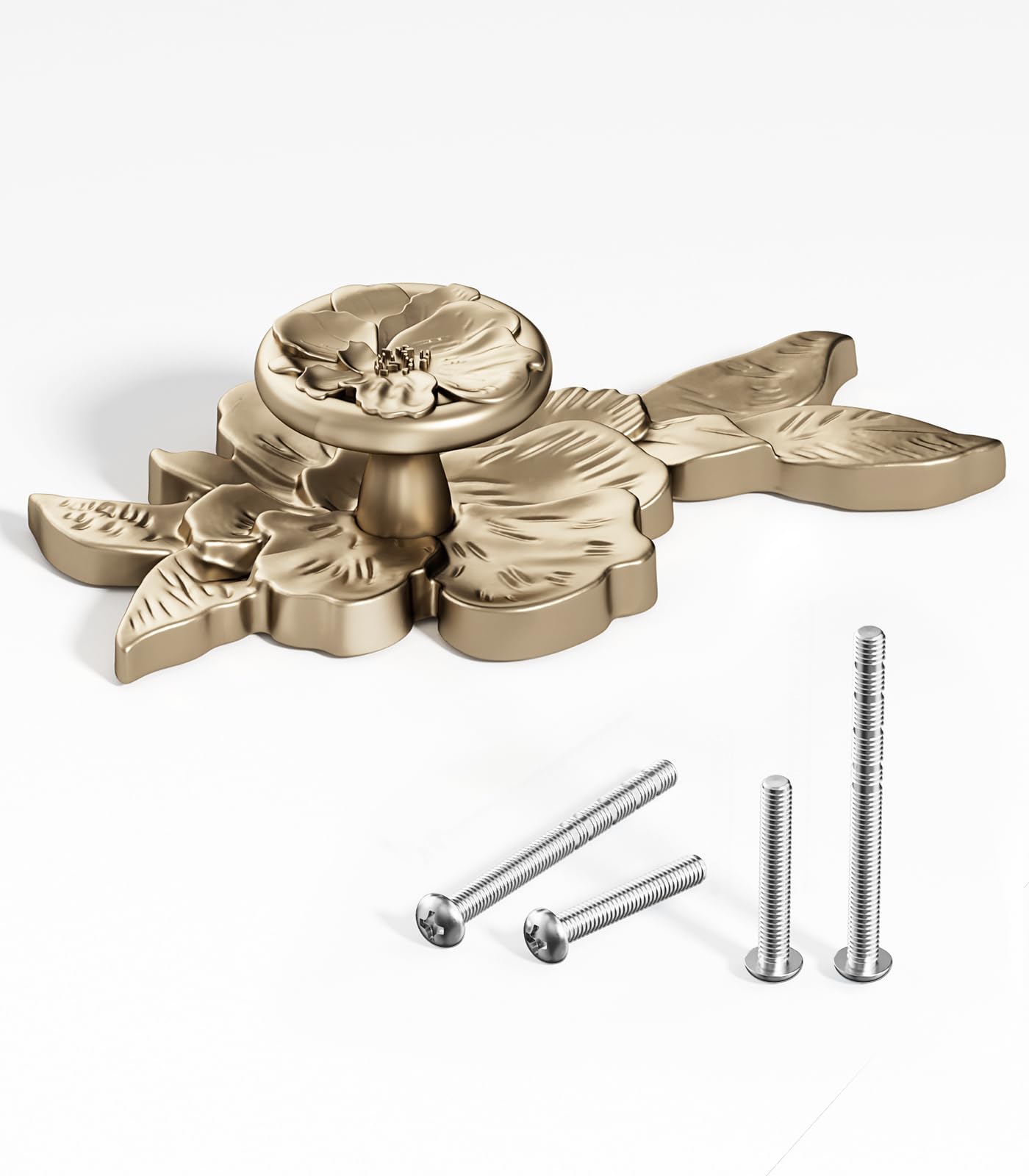 Poignées de meuble fleur dorées Satanga lot de 4 pour cuisine et commode