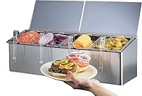 Vista 4 de San Jamar Ez-Chill Garnish Center Condiment Holder with Hinged Lid for Kitchen, Bar, And Restaurants, Stainless Steel, 3 Quarts, Silver