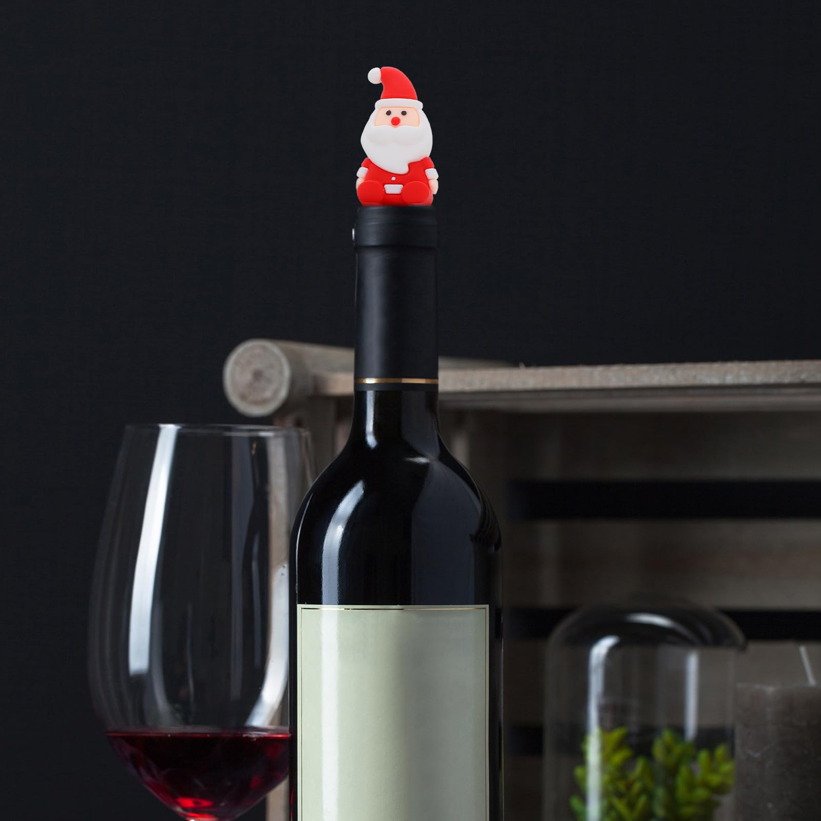 TOYANDONA 20 Piezas Tapón de Vino de Papá Noel Rojo para Fiesta Navideña | Pvc y Aleación de Aluminio, Sellado para Conservar Sabor, Detalle Festivo para Familia y Amigos
