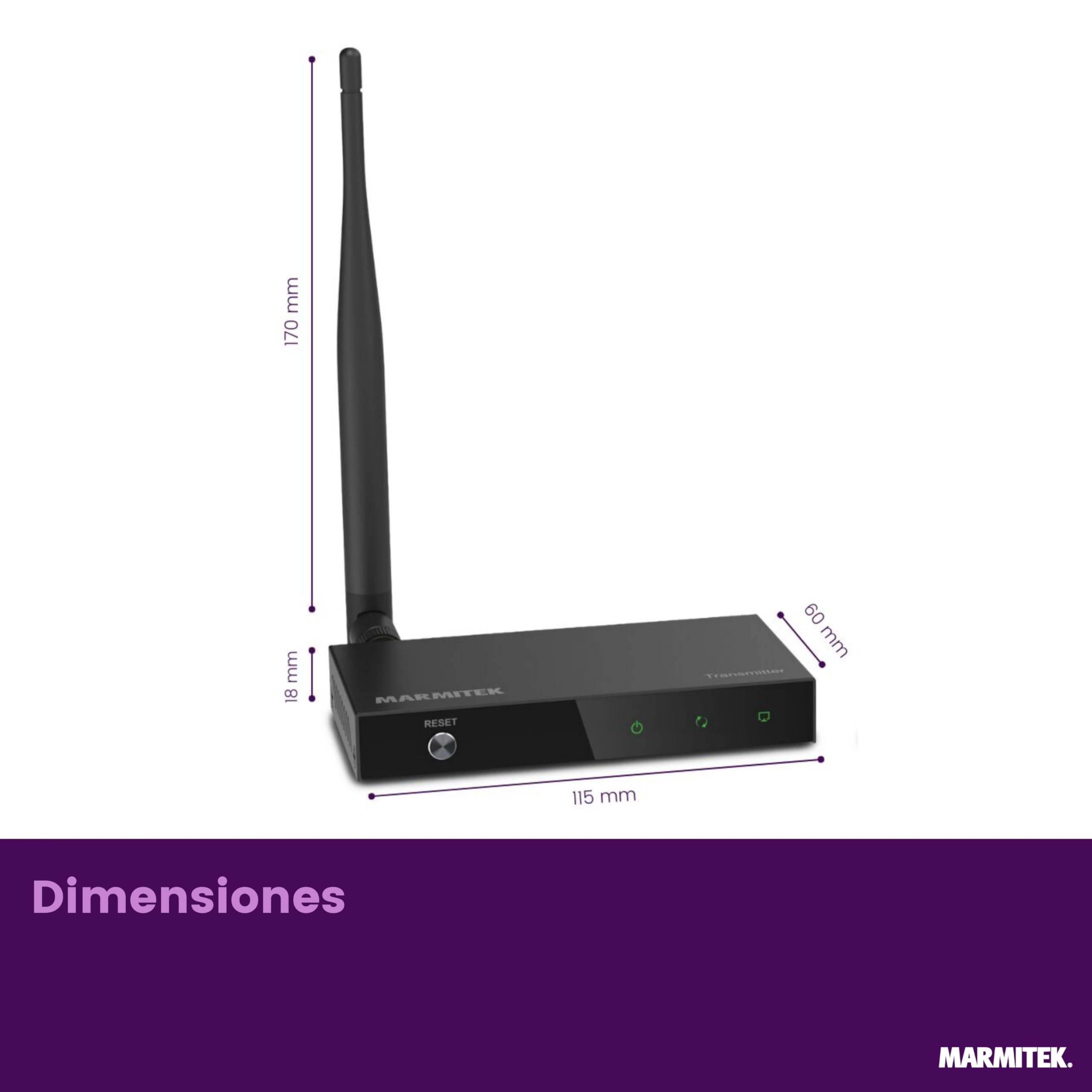 Marmitek TV Anywhere Wireless HD 2 - Extensor HDMI inalámbrico Full HD | Ver TV en cualquier habitación, transmisor y receptor HDMI sin cables, alcance 100 m, 1080p, Plug & Play, loopthrough