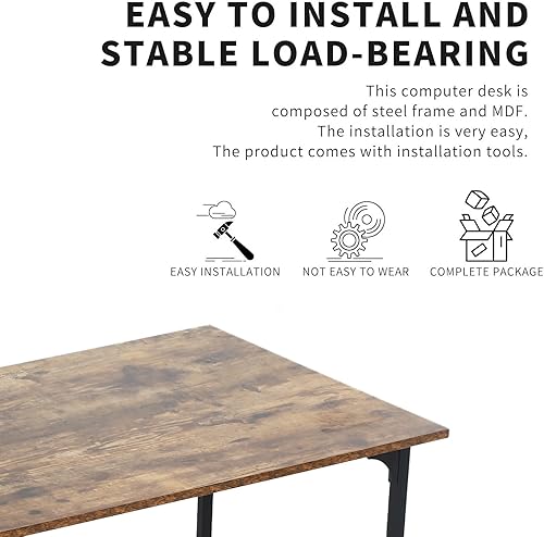 Miniatura 7 de NChanmar Escritorio para computadora de 39 pulgadas, escritorio de oficina para juegos con marco de metal, estación de trabajo de escritura para